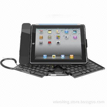 Foldable Bluetooth Keyboard w/ headset for voice call or video talking, for iPad 4/3/2